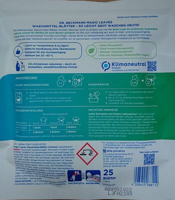 Dr.Beckmann Magic Leaves Universal Waschmittelblätter Frische Brise 25ST 100g
