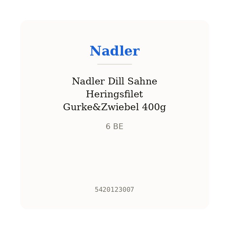 Nadler Dill Sahne Heringsfilet Gurke&Zwiebel 400g
