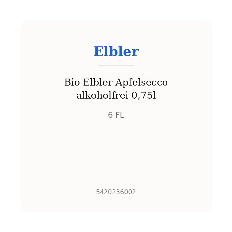 Bio Elbler Apfelsecco alkoholfrei 0,75l