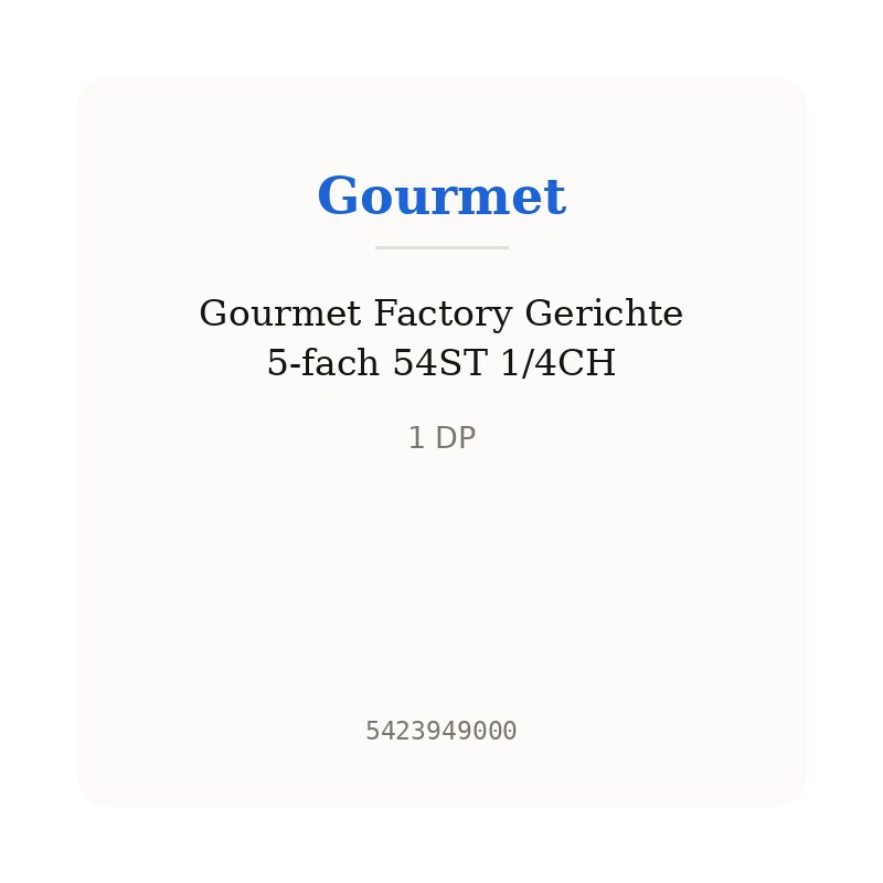 Gourmet Factory Gerichte 5-fach 54ST 1/4CH