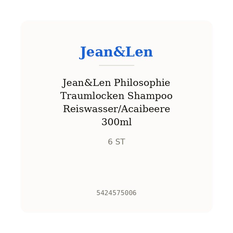 Jean&Len Philosophie Traumlocken Shampoo Reiswasser/Acaibeere 300ml
