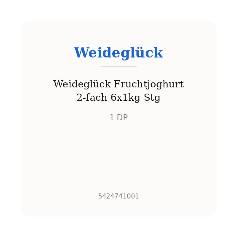 Weideglück Fruchtjoghurt 2-fach 6x1kg Stg