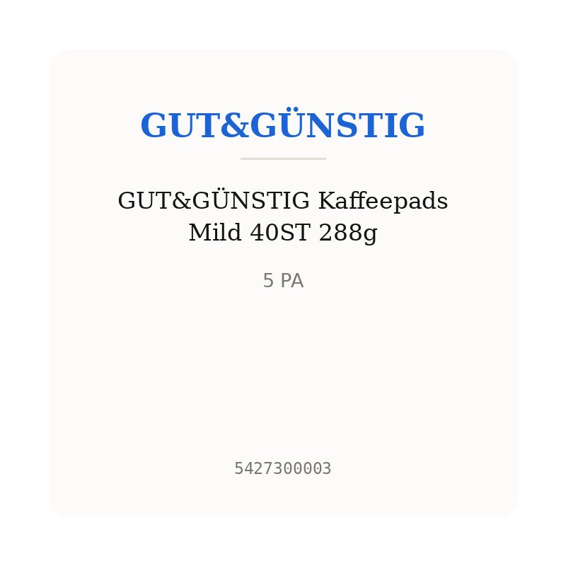 GUT&GÜNSTIG Kaffeepads Mild 40ST 288g