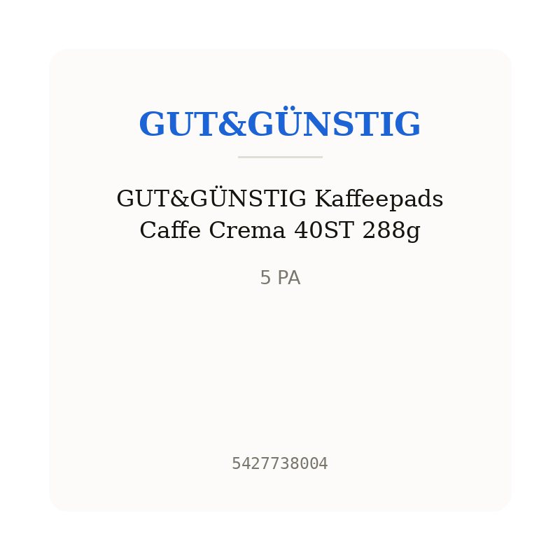 GUT&GÜNSTIG Kaffeepads Caffe Crema 40ST 288g