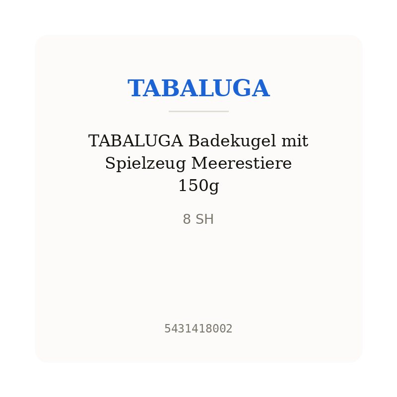 TABALUGA Badekugel mit Spielzeug Meerestiere 150g