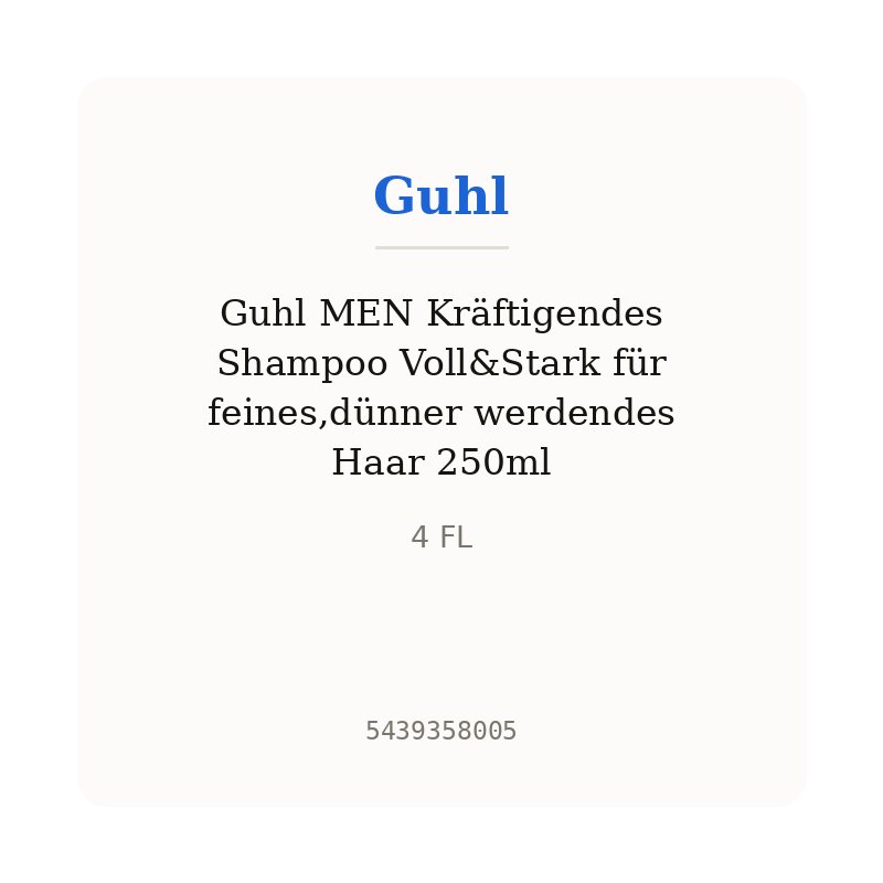 Guhl MEN Kräftigendes Shampoo Voll&Stark für feines,dünner werdendes Haar 250ml