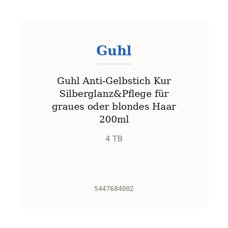 Guhl Anti-Gelbstich Kur Silberglanz&Pflege für graues oder blondes Haar 200ml