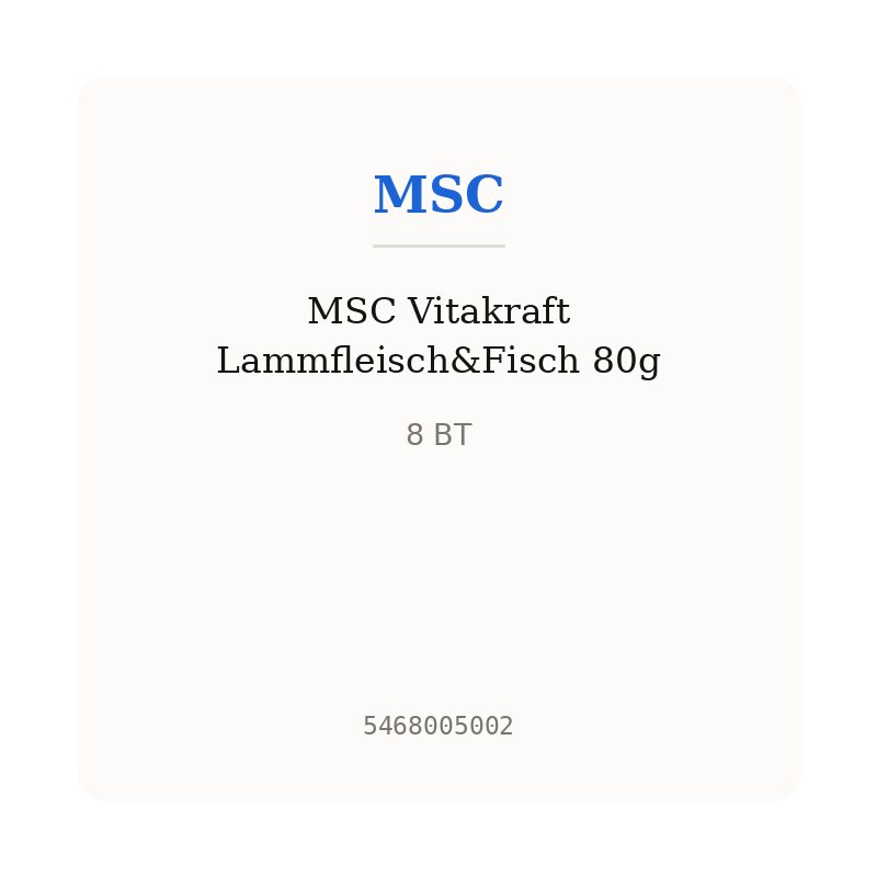 MSC Vitakraft Lammfleisch&Fisch 80g