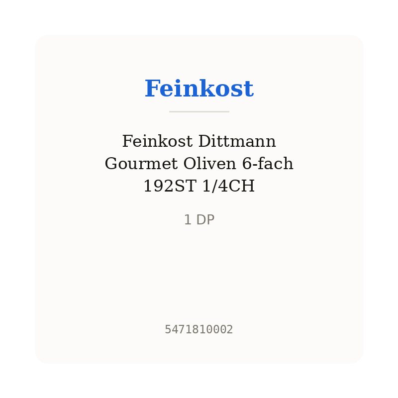 Feinkost Dittmann Gourmet Oliven 6-fach 192ST 1/4CH