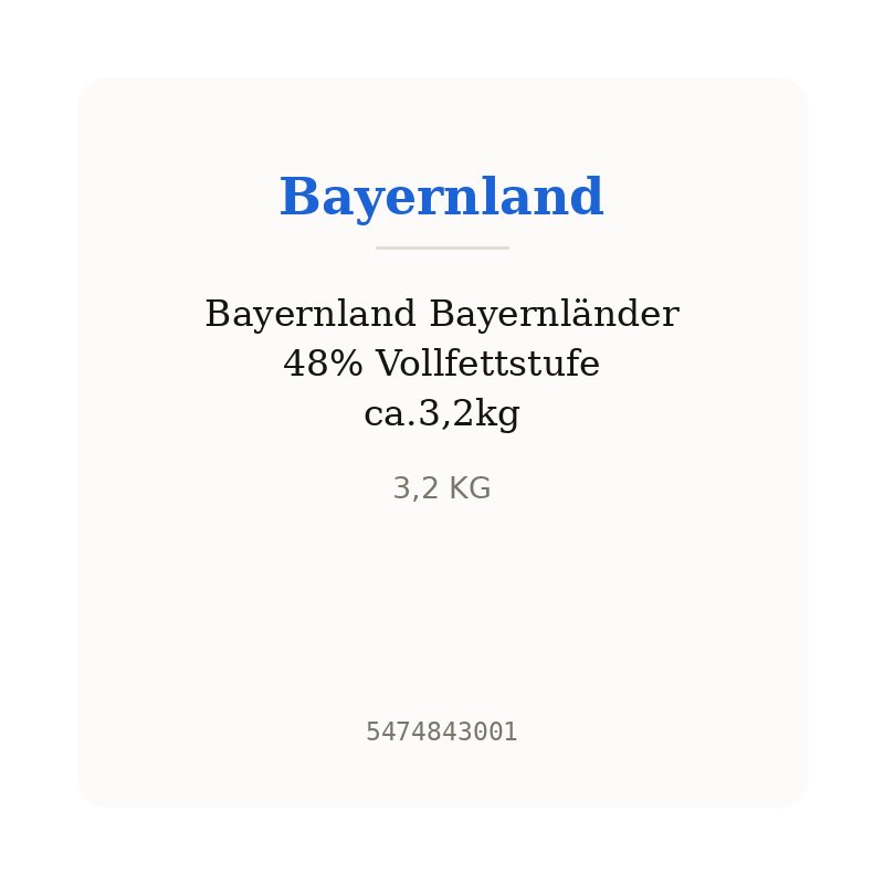 Bayernland Bayernländer 48% Vollfettstufe ca.3,2kg