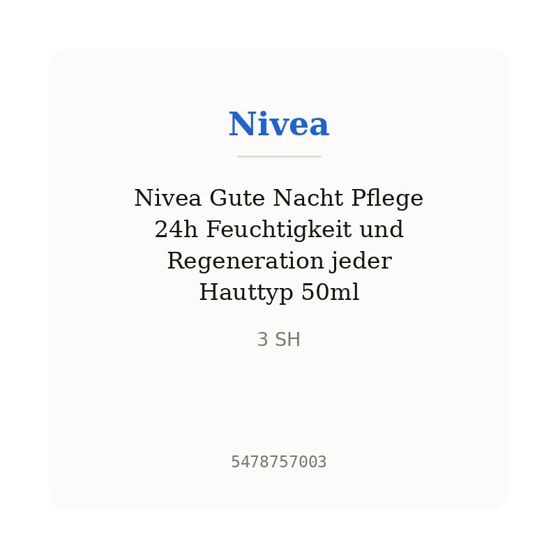 Nivea Gute Nacht Pflege 24h Feuchtigkeit und Regeneration jeder Hauttyp 50ml