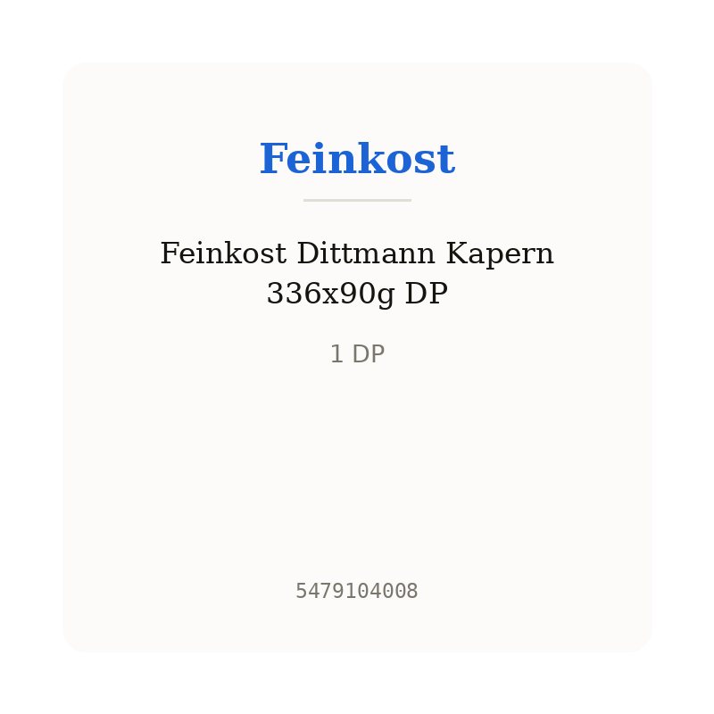 Feinkost Dittmann Kapern 336x90g DP