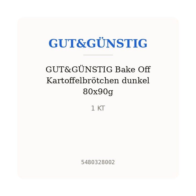 GUT&GÜNSTIG Bake Off Kartoffelbrötchen dunkel 80x90g