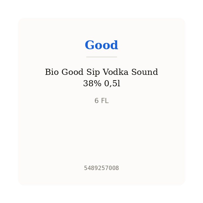 Bio Good Sip Vodka Sound 38% 0,5l