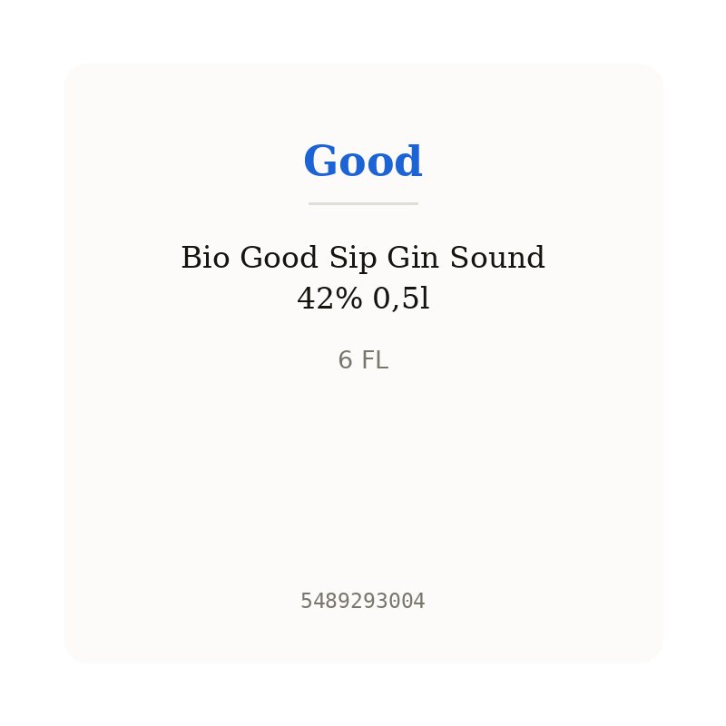 Bio Good Sip Gin Sound 42% 0,5l