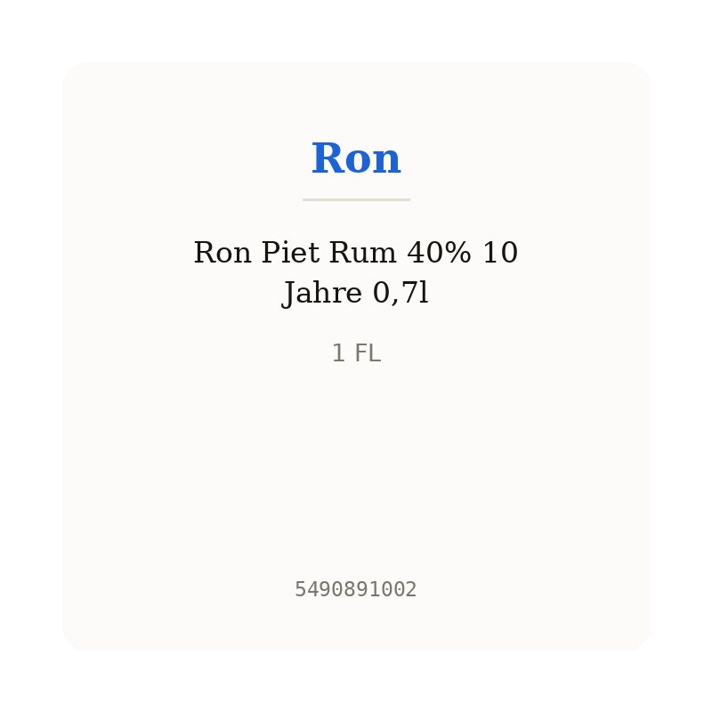 Ron Piet Rum 40% 10 Jahre 0,7l