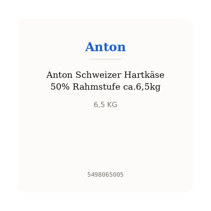 Anton Schweizer Hartkäse 50% Rahmstufe ca.6,5kg