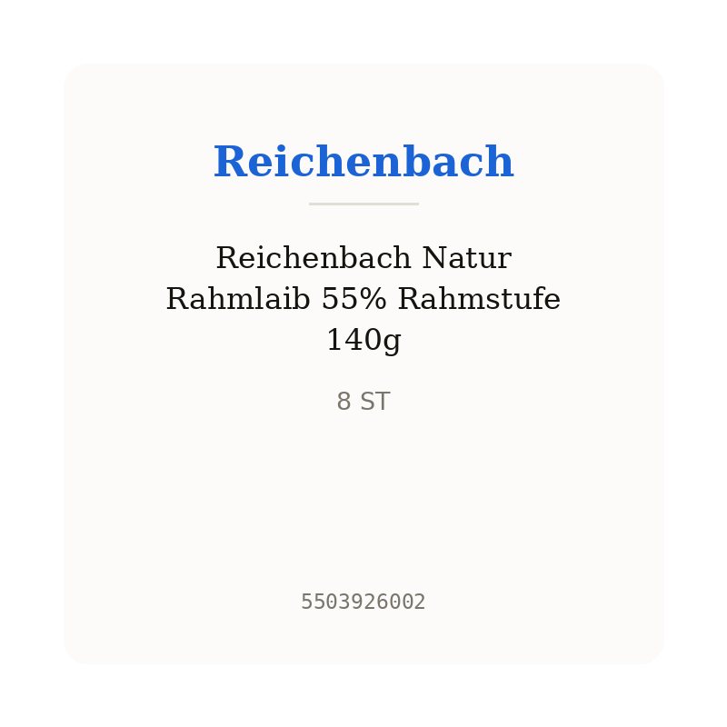 Reichenbach Natur Rahmlaib 55% Rahmstufe 140g