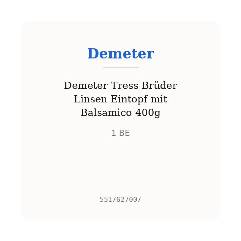 Demeter Tress Brüder Linsen Eintopf mit Balsamico 400g