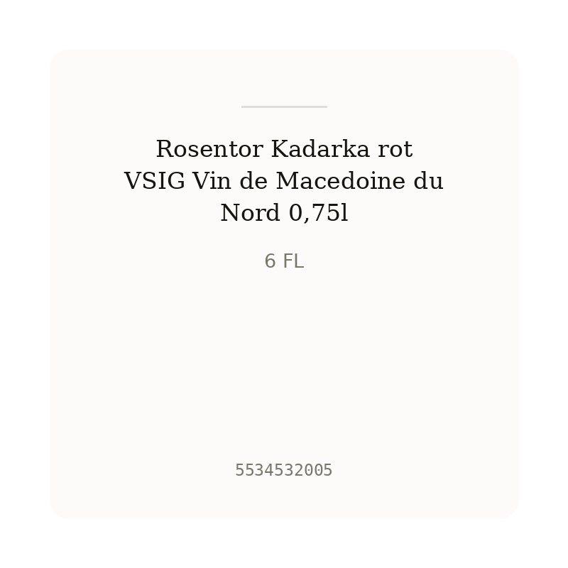 Rosentor Kadarka rot VSIG Vin de Macedoine du Nord 0,75l