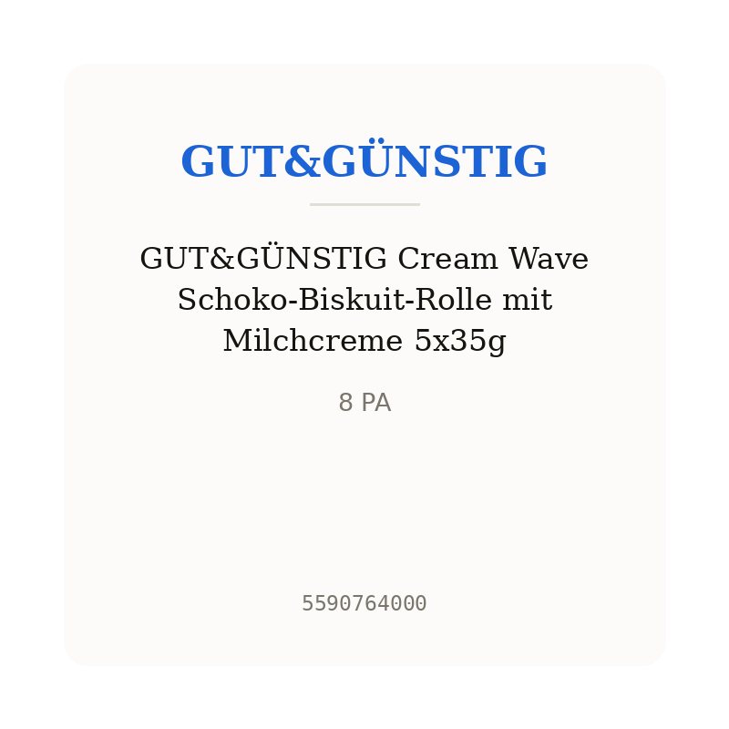 GUT&GÜNSTIG Cream Wave Schoko-Biskuit-Rolle mit Milchcreme 5x35g