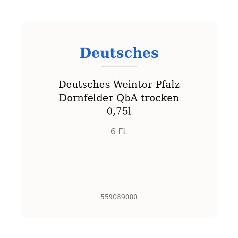 Deutsches Weintor Pfalz Dornfelder QbA trocken 0,75l