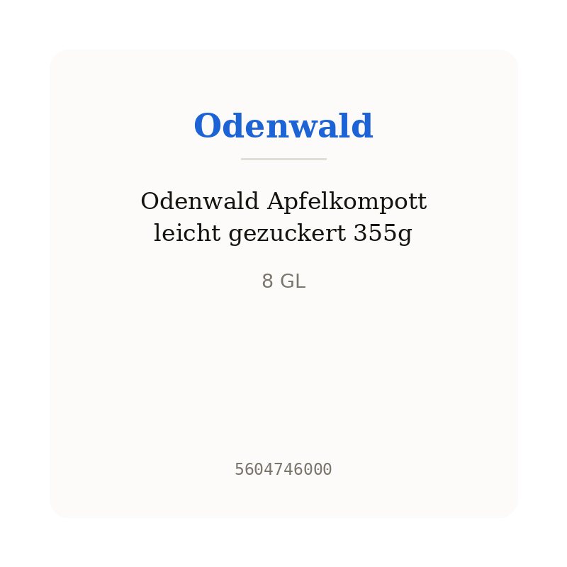 Odenwald Apfelkompott leicht gezuckert 355g