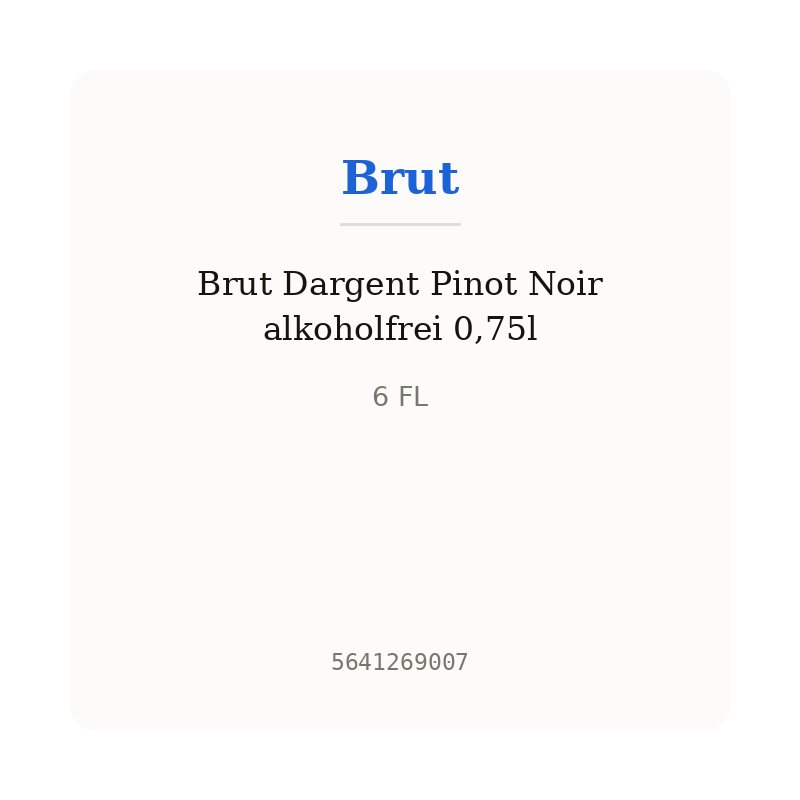 Brut Dargent Pinot Noir alkoholfrei 0,75l