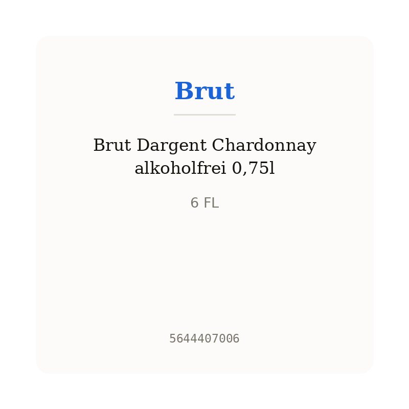 Brut Dargent Chardonnay alkoholfrei 0,75l