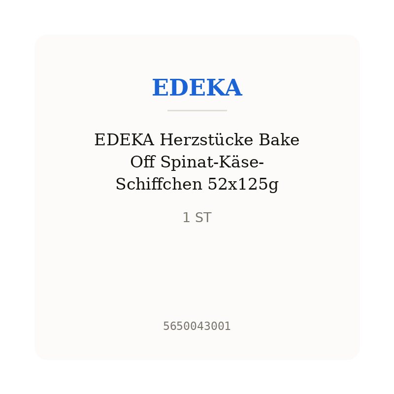 EDEKA Herzstücke Bake Off Spinat-Käse-Schiffchen 52x125g