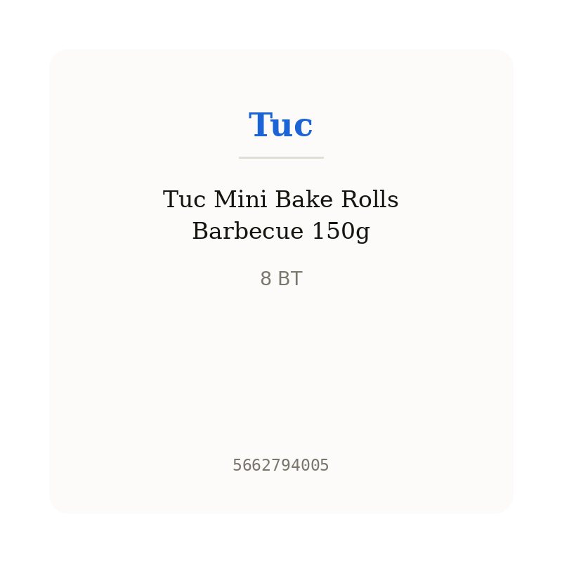 Tuc Mini Bake Rolls Barbecue 150g