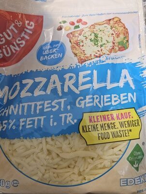 GUT&GÜNSTIG Mozzarella 45% gerieben Kleiner Kauf 150g