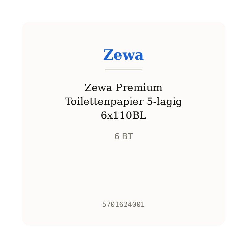 Zewa Premium Toilettenpapier 5-lagig 6x110BL