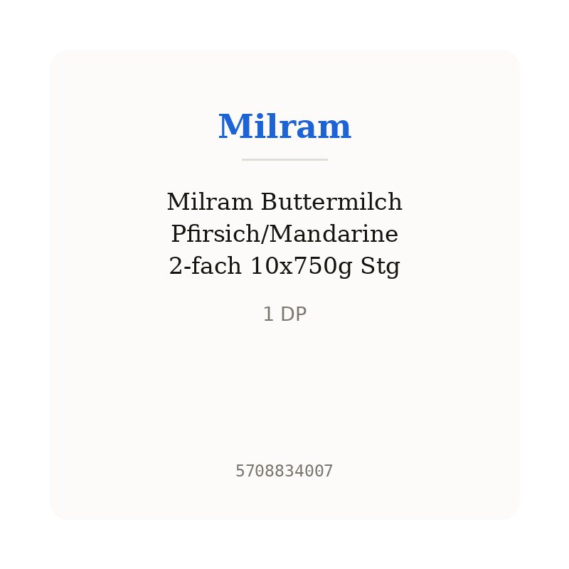 Milram Buttermilch Pfirsich/Mandarine 2-fach 10x750g Stg