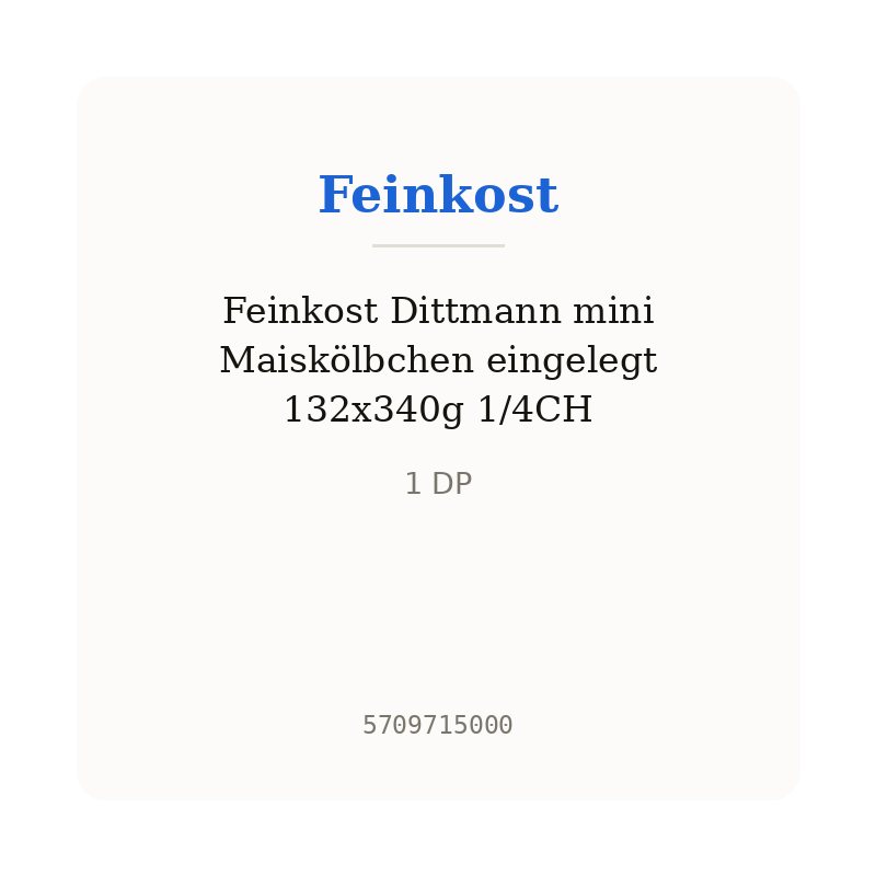 Feinkost Dittmann mini Maiskölbchen eingelegt 132x340g 1/4CH