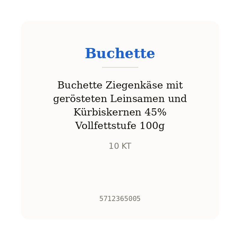 Buchette Ziegenkäse mit gerösteten Leinsamen und Kürbiskernen 45% Vollfettstufe 100g