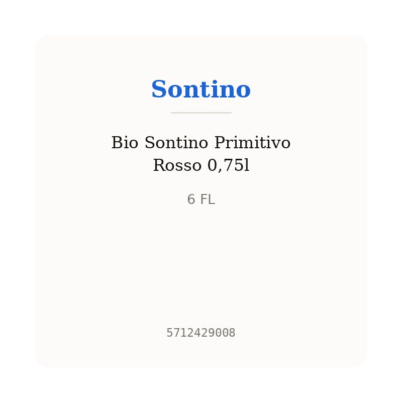 Bio Sontino Primitivo Rosso 0,75l