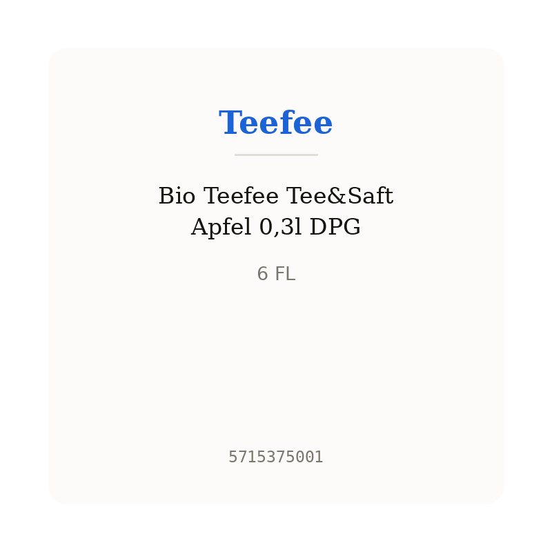 Bio Teefee Tee&Saft Apfel 0,3l DPG