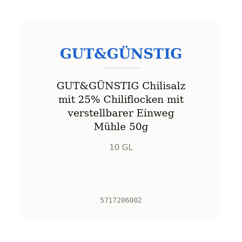 GUT&GÜNSTIG Chilisalz mit 25% Chiliflocken mit verstellbarer Einweg Mühle 50g