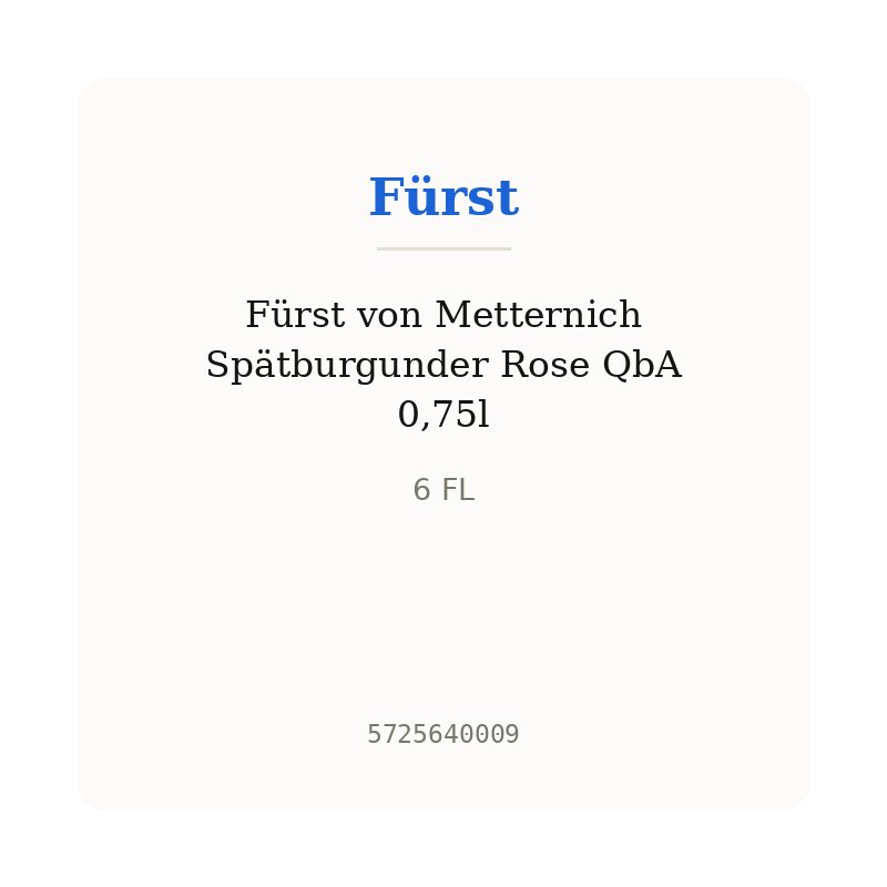 Fürst von Metternich Spätburgunder Rose QbA 0,75l