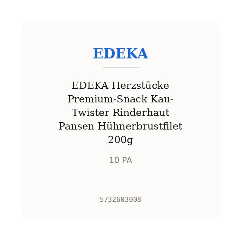 EDEKA Herzstücke Premium-Snack Kau-Twister Rinderhaut Pansen Hühnerbrustfilet 200g