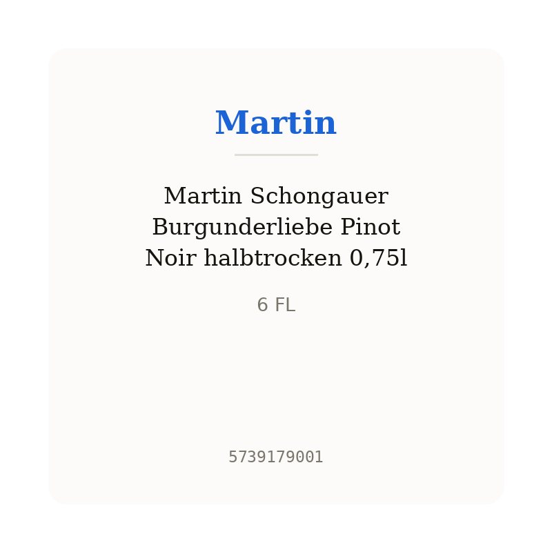 Martin Schongauer Burgunderliebe Pinot Noir halbtrocken 0,75l