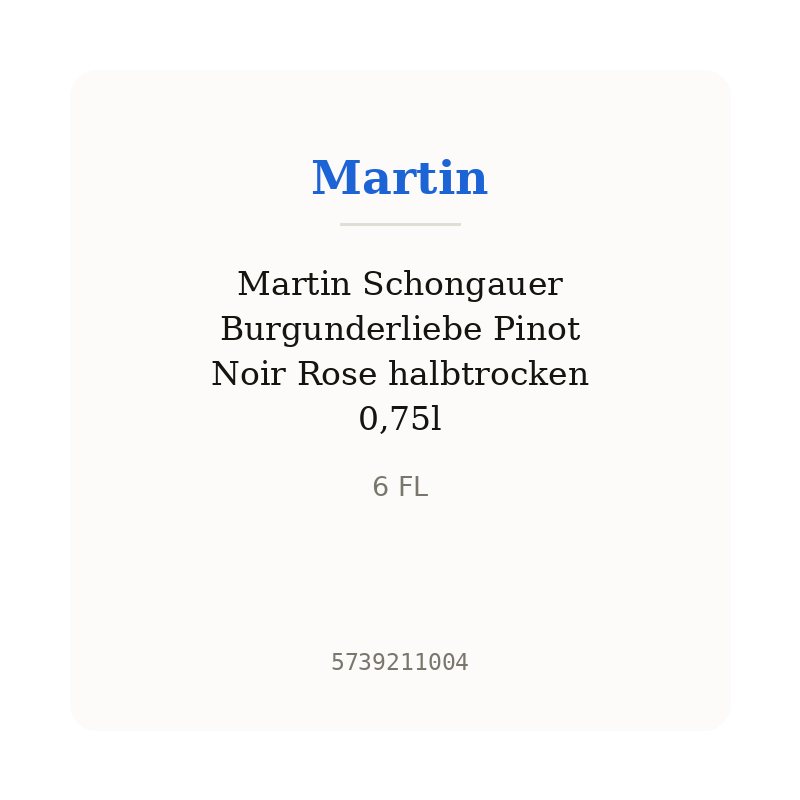 Martin Schongauer Burgunderliebe Pinot Noir Rose halbtrocken 0,75l