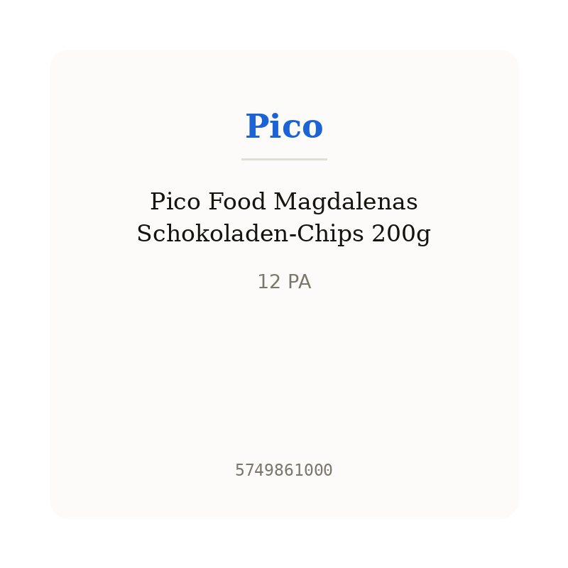 Pico Food Magdalenas Schokoladen-Chips 200g