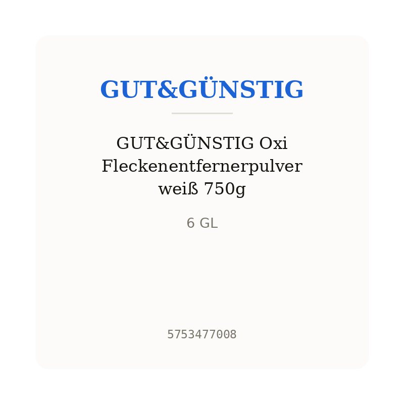 GUT&GÜNSTIG Oxi Fleckenentfernerpulver weiß 750g