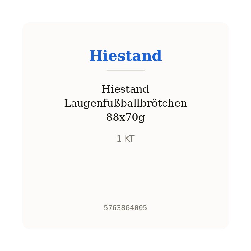 Hiestand Laugenfußballbrötchen 88x70g