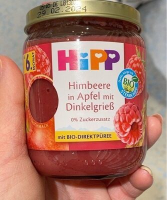 Bio Hipp Himbeere in Apfel mit Dinkelgrieß 160g