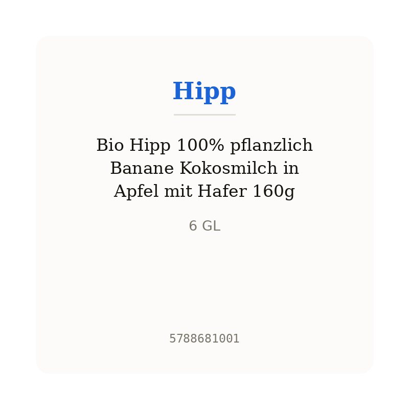 Bio Hipp 100% pflanzlich Banane Kokosmilch in Apfel mit Hafer 160g