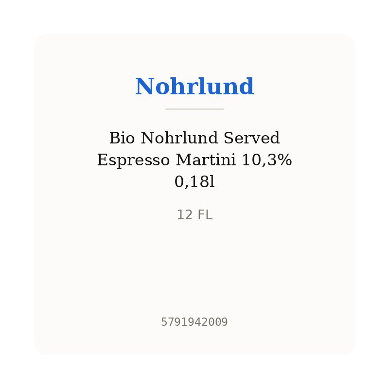 Bio Nohrlund Served Espresso Martini 10,3% 0,18l