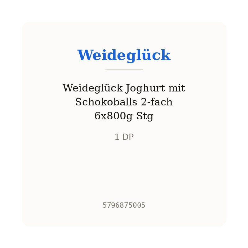 Weideglück Joghurt mit Schokoballs 2-fach 6x800g Stg
